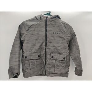 DKNY Kids Gray Striped Hooded Jacket‎ Size 7